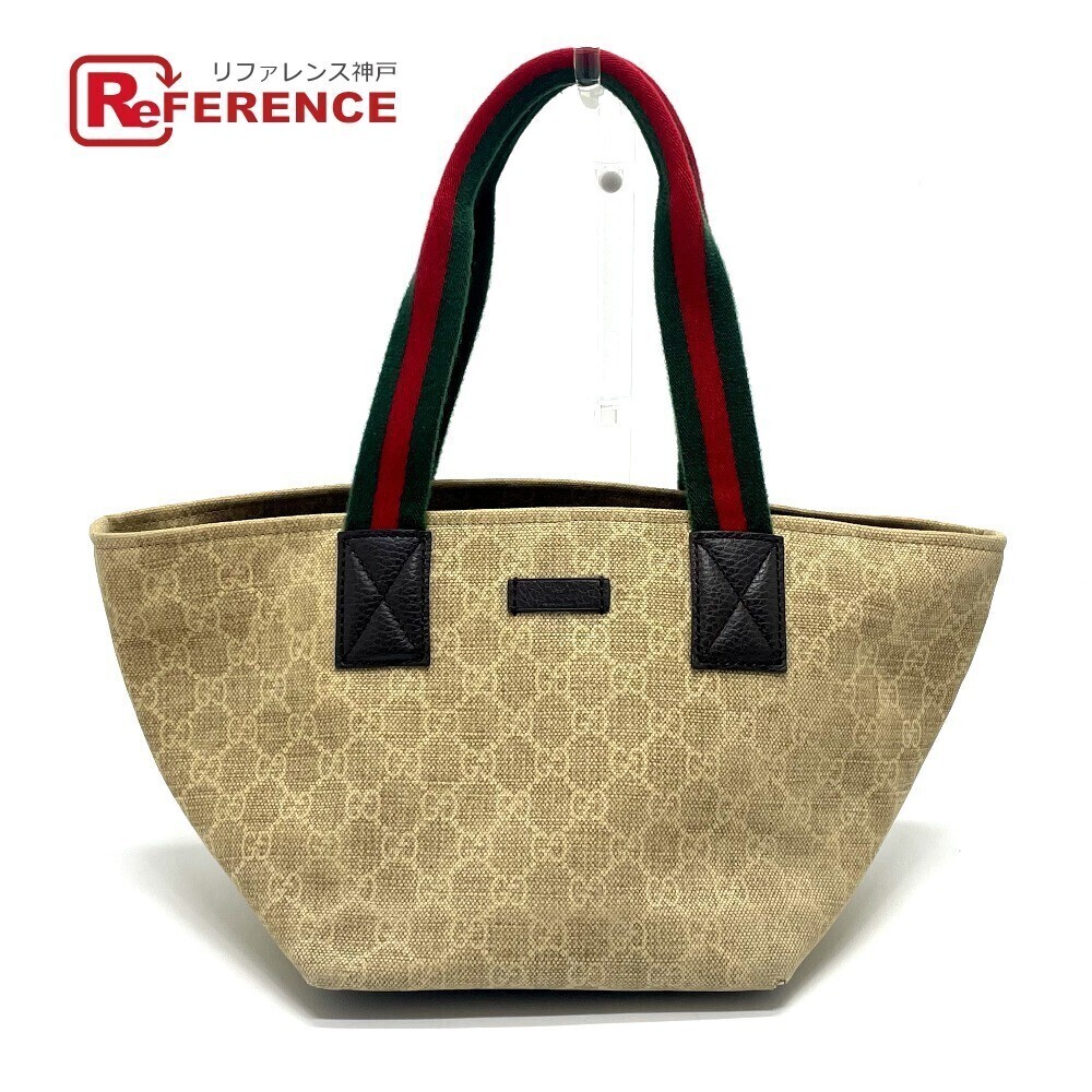 GUCCI GG Sherry Lunch Tote Bag Canvas Beige